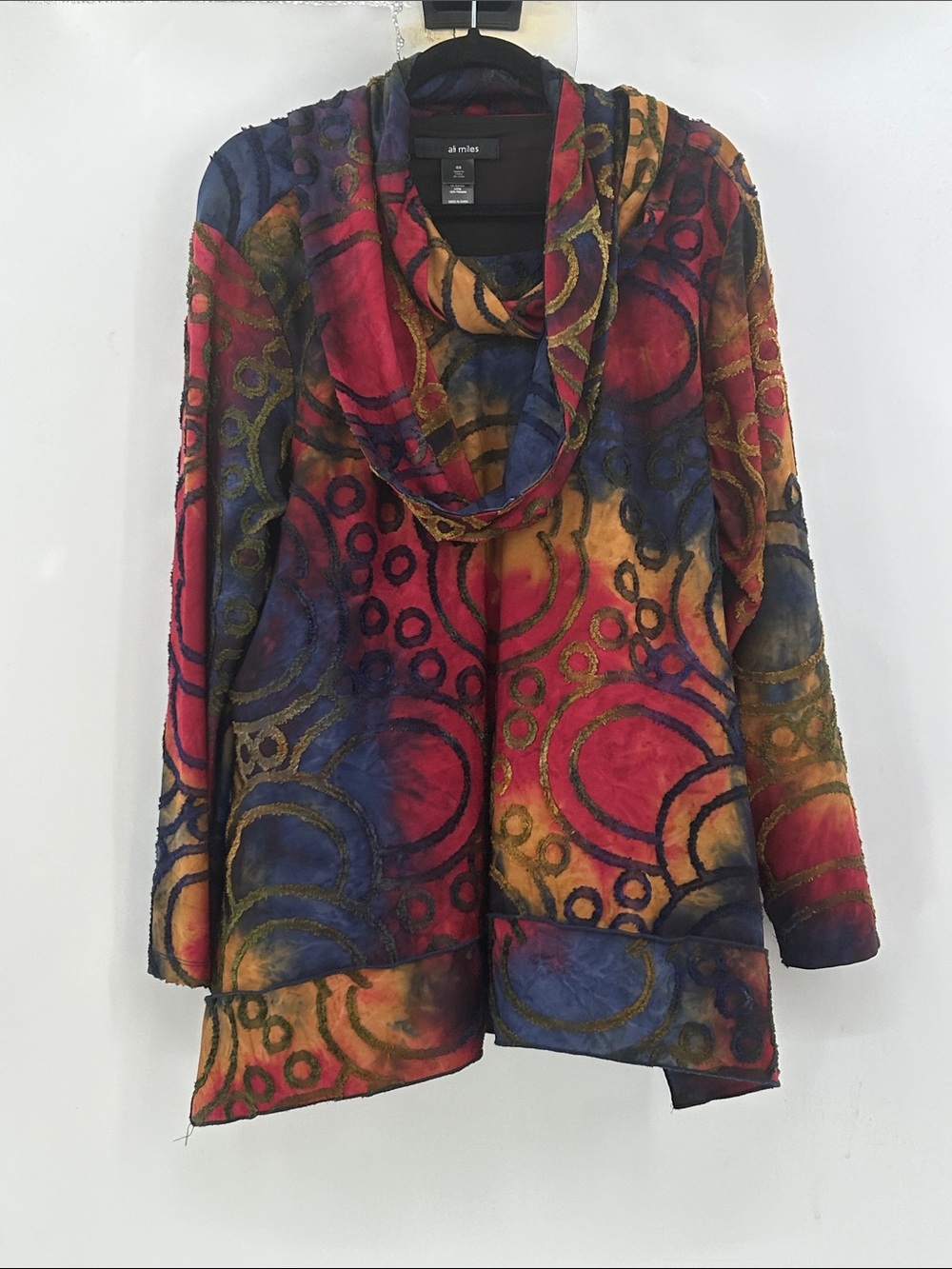 Ali Miles Rainbow Abstract Top with Matching Scarf Size XL